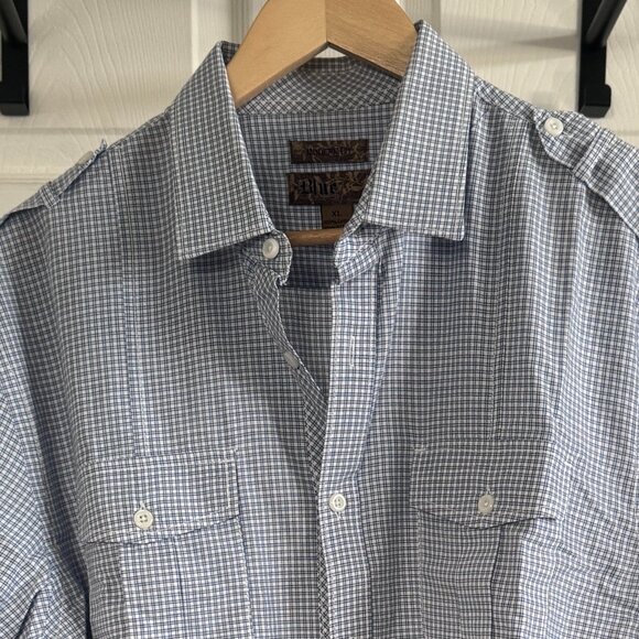 Blue by Pronto Uomo L/X Button-down Shirt w/ Blue Double Grid Checks, XL - Picture 1 of 4